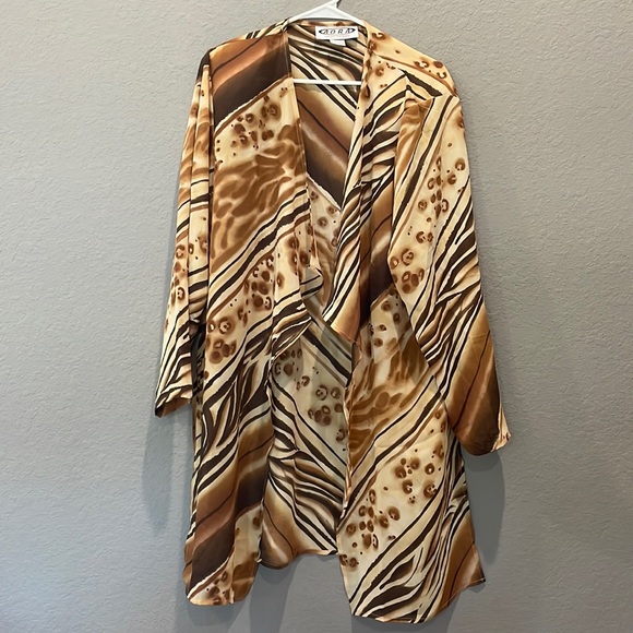 Animal print open duster cover up / vintage - Picture 1 of 9